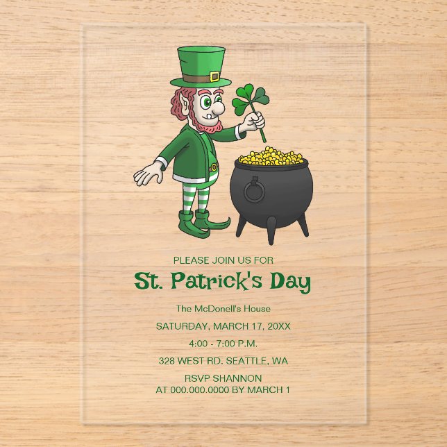 Invitations En Acrylique Célébrez la Saint-Patrick (Recto)
