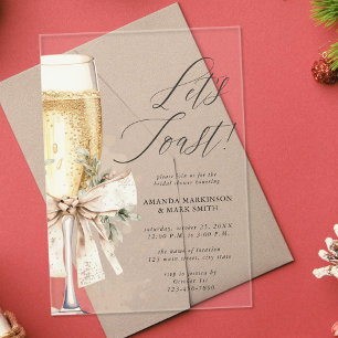 Invitations En Acrylique Célébrons l'hiver avec du Champagne Enterrement de