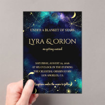 Celestial Stars | Navy Teal Gold Galaxy | Wedding