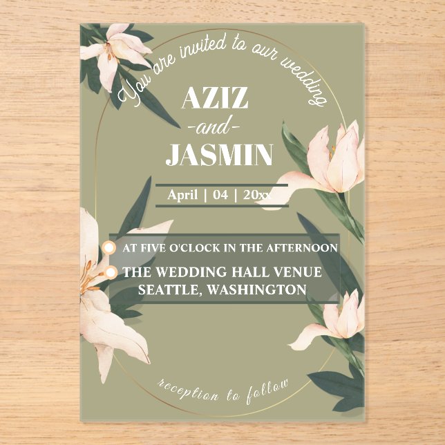 Invitations En Acrylique Cercle floral rose blush (Recto)