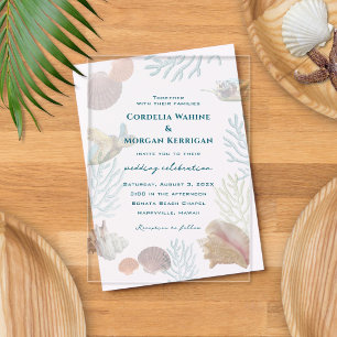 Invitations En Acrylique Cérémonie de mariage des mers vivantes