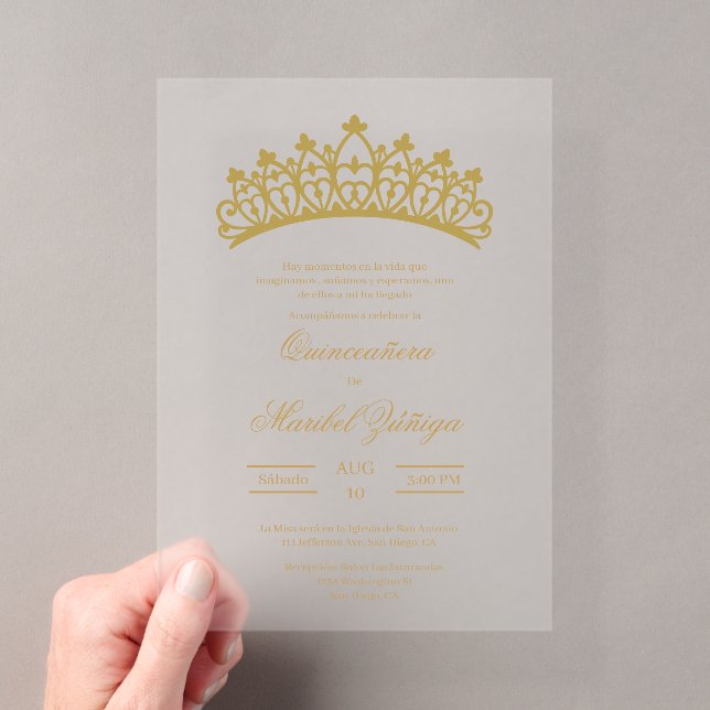 Invitations En Acrylique Cérémonie de Quinceañera en acrylique clair (In situ (ordinateur de poche))