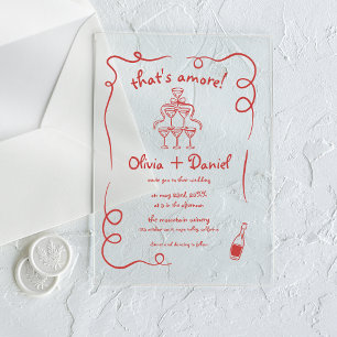 Invitations En Acrylique C'est Amore Dessin à la main Mariage Fantaisiste V