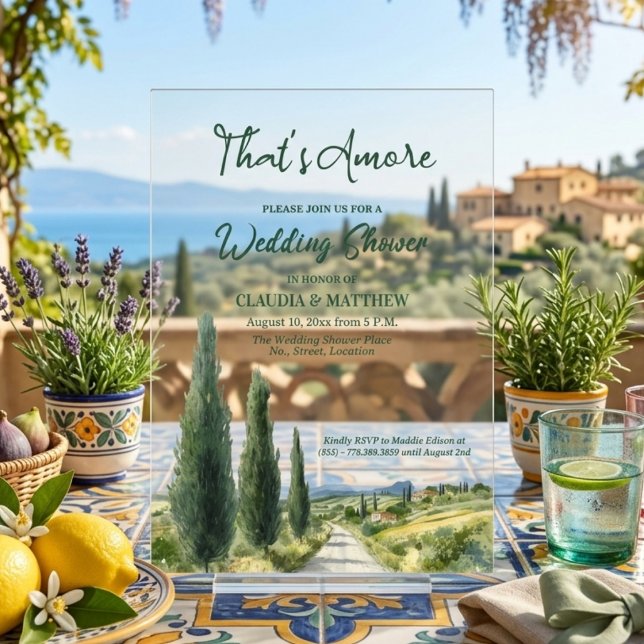 Invitations En Acrylique C'est Amore Vue Italienne Mariage Douche (Créateur téléchargé)
