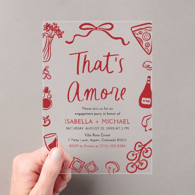 Invitations En Acrylique C'est Amore Whimsical Italian Engagement Party (In situ (ordinateur de poche))