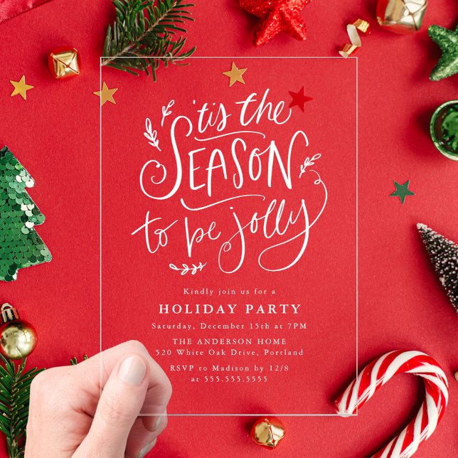 Invitations En Acrylique C'est la saison des fêtes joyeuses (Créateur téléchargé)