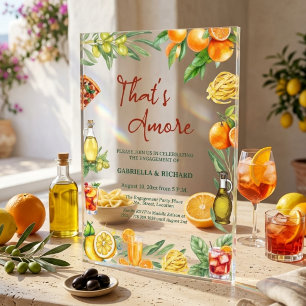 Invitations En Acrylique C'est l'Amore Fête de Fiançailles Citrus Italien