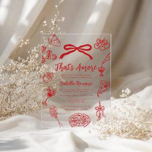 Invitations En Acrylique C'est l'amour Mariage italien dessiné à la main