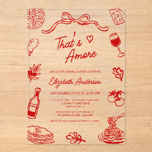 Invitations En Acrylique C'est l'Amour Rouge Nourriture Italienne Enterreme