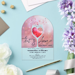 Invitations En Acrylique C'Est Plus Vino Italien Avant Vows Fête des mariée