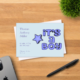 Invitations En Acrylique C'est un garçon avec une étoile bleue 3D gonflée