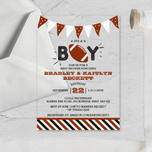 Invitations En Acrylique C'est un garçon ! Football Thème Co-ed Baby shower