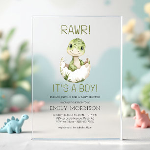 Invitations En Acrylique C'est un garçon mignon Dinosaur Baby Boy Douche