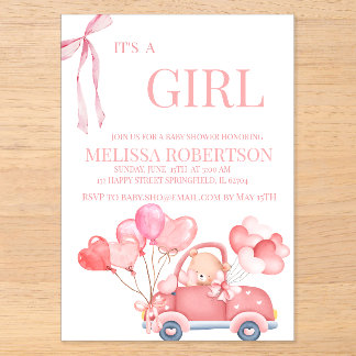 Invitations En Acrylique C'est une fille !