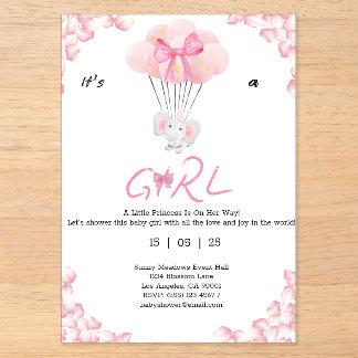 Invitations En Acrylique c'est une fille. douche de bébé sucrée