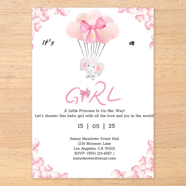 Invitations En Acrylique c'est une fille. douche de bébé sucrée (Recto)