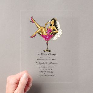 Invitations En Acrylique Cette épouse est une showgirl enterrement de vie d