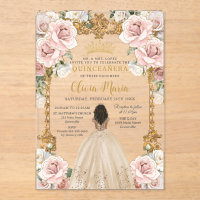 Champagne Blush vintage Robe Florale Quinceanera