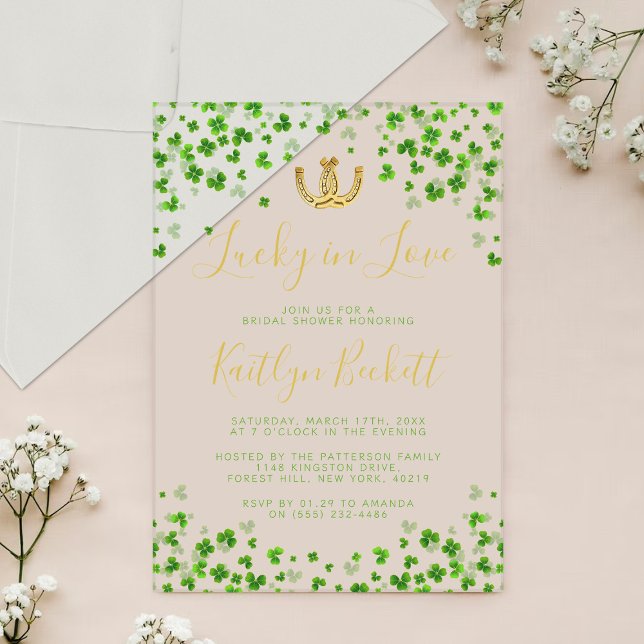 Invitations En Acrylique Chanceux en amour Mariage Saint-Patrick (Créateur téléchargé)