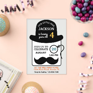 Invitations En Acrylique Chapeau melon élégant Monocle en acrylique Anniver