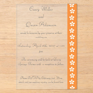 Invitations En Acrylique Charmant Sakura en Acrylique Orange pour Mariage