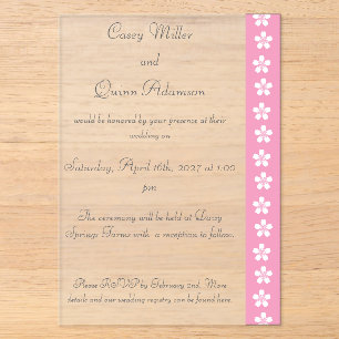 Invitations En Acrylique Charmant Sakura en rose pétale Acrylique Mariage 