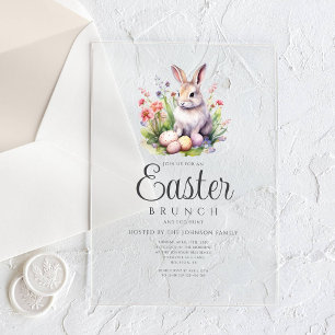 Invitations En Acrylique Chasse Aux Oeufs Et Brunch De Pâques De Lapin Cute