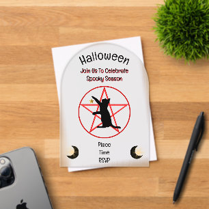 Invitations En Acrylique Chat de la saison Éffrayante d'Halloween dans l'ét