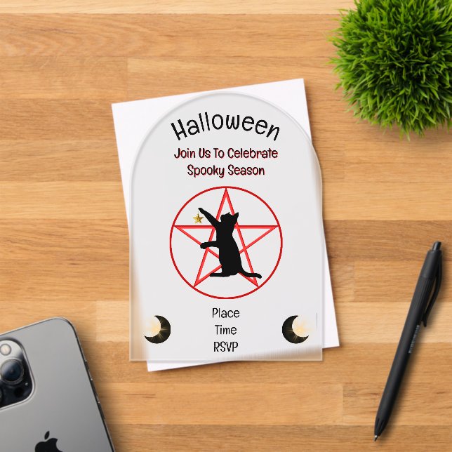 Invitations En Acrylique Chat de la saison Éffrayante d'Halloween dans l'ét (Insitu (Carte d'invitation))