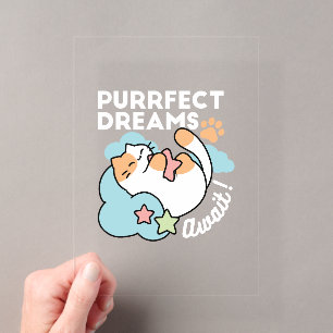 Invitations En Acrylique Chat Endormi Enlaçant une Étoile – Rêves Parfaits