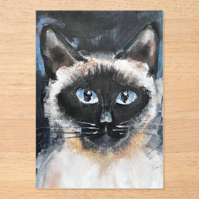Invitations En Acrylique chat siamois (Recto)