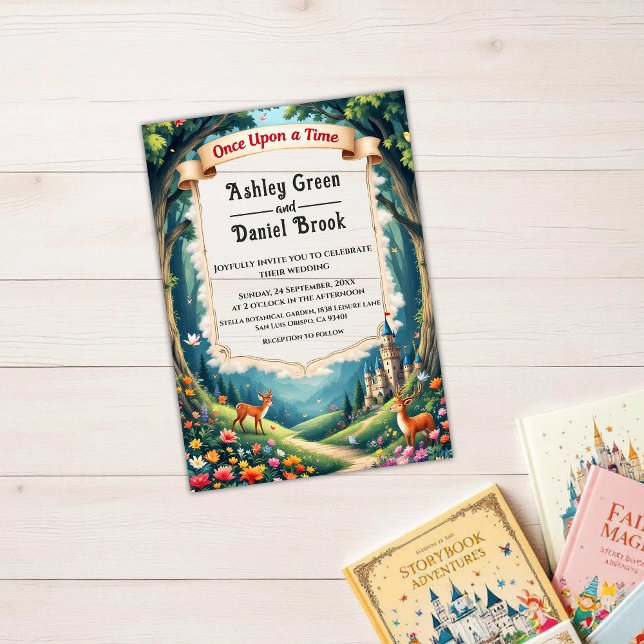 Invitations En Acrylique Château de forêt enchantée Mariage de conte de fée (Créateur téléchargé)