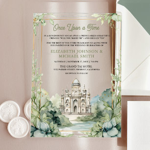 Invitations En Acrylique Château de Mariage de Conte de Fées Il était une F