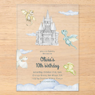 Invitations En Acrylique Château Magique Adorable Anniversaire Enfants Drag