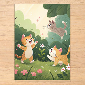 Invitations En Acrylique Chats Adorables en Train de Jouer – Pure Joie de J