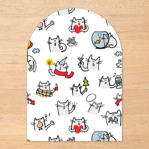 Invitations En Acrylique Chats amusants, lait et magie.