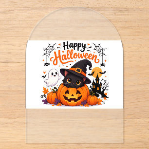 Invitations En Acrylique Chatte Mignonne Tasse de Voyage Joyeux Halloween -