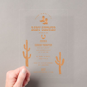 Invitations En Acrylique Chaussures de bébé de ton terrien occidental Douch