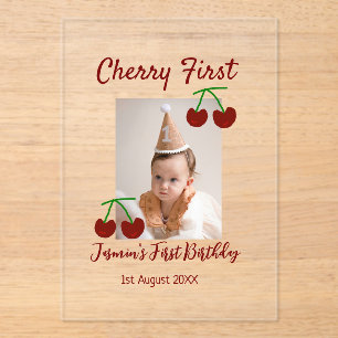 Invitations En Acrylique Chercher premier heureux anniversaire photo enfant