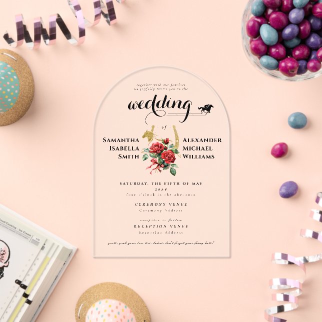 Invitations En Acrylique Cheval de course moderne Derby 1 Photo Mariage équ (Insitu (Célébration))