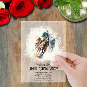 Invitations En Acrylique Chevaux de course et jockeys de Derby fêtent
