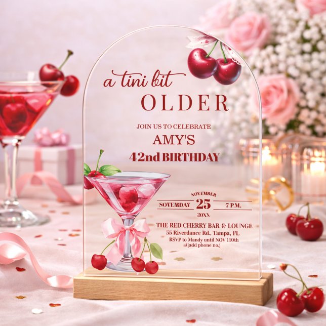 Invitations En Acrylique Chic A Tini Un peu plus vieux Cherry Martini 42e A (Créateur téléchargé)