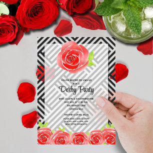 Invitations En Acrylique Chic Black White Stripes Rose Derby Horse