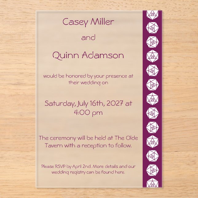 Invitations En Acrylique Chic de Table dans un Mariage Acrylique Vin  (Recto)