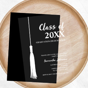 Invitations En Acrylique Chic Élégant Blanc Tassel de Diplômé 2026 Diplômé