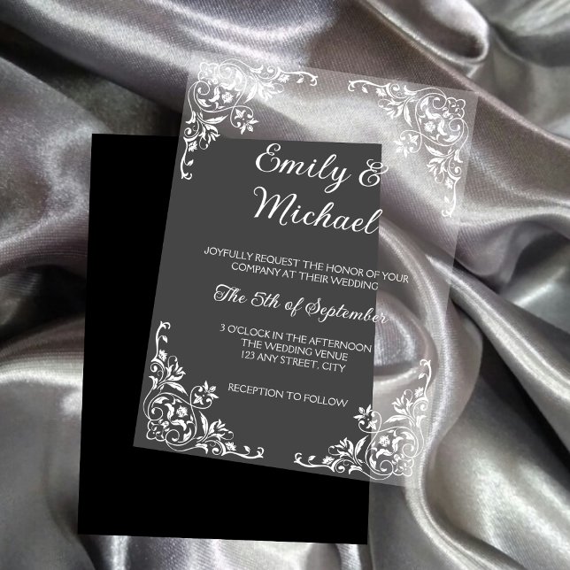 Invitations En Acrylique Chic Elegant Typographie Floral Mariage (Chic Elegant Typography Floral Wedding Acrylic Invitations)