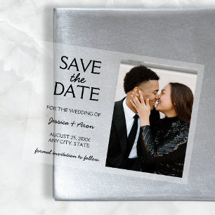 Invitations En Acrylique Chic Enregistrer La Date Photo Élégante Carte Mode