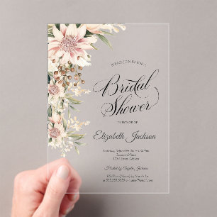 Invitations En Acrylique Chic Fleurs Bohème Aquarelle Enterrement de Vie de
