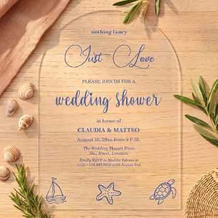 Invitations En Acrylique Chic, juste amour, vie marine, mariage, fête prénu