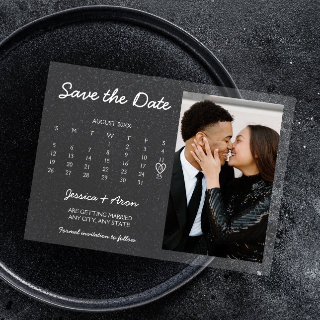 Invitations En Acrylique Chic Modern Calendar Photo Save The Date  (Chic Modern Calendar Photo Save The Date Acrylic Invitations)